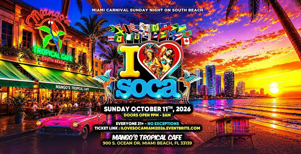 I Love Soca flyer or graphic.