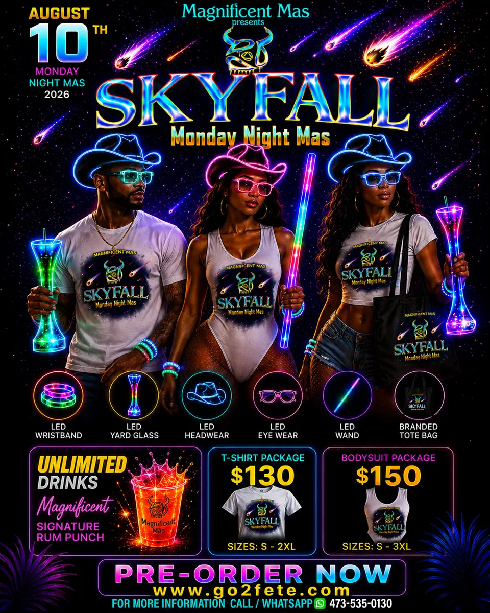 Skyfall - Monday Night Mas flyer or graphic.