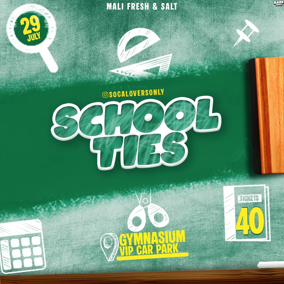 Soca State of Mind - School Ties flyer or graphic.