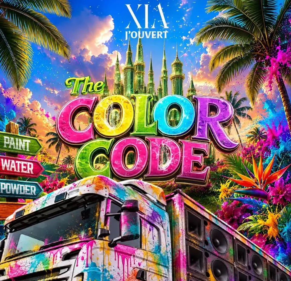 Jouvert with Xia International flyer or graphic.