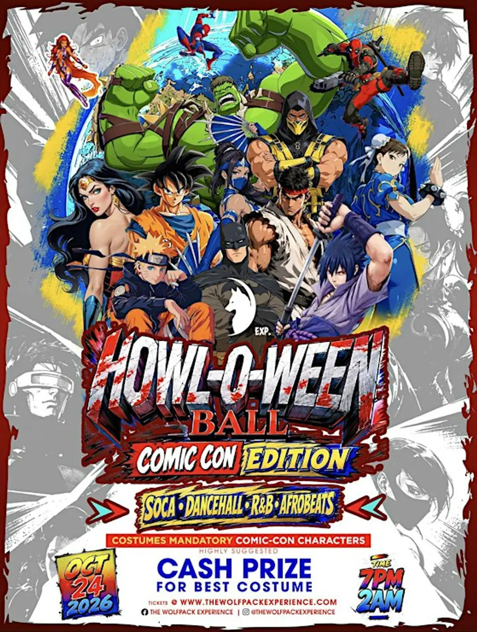 Howloween Ball: Comic Con flyer or graphic.