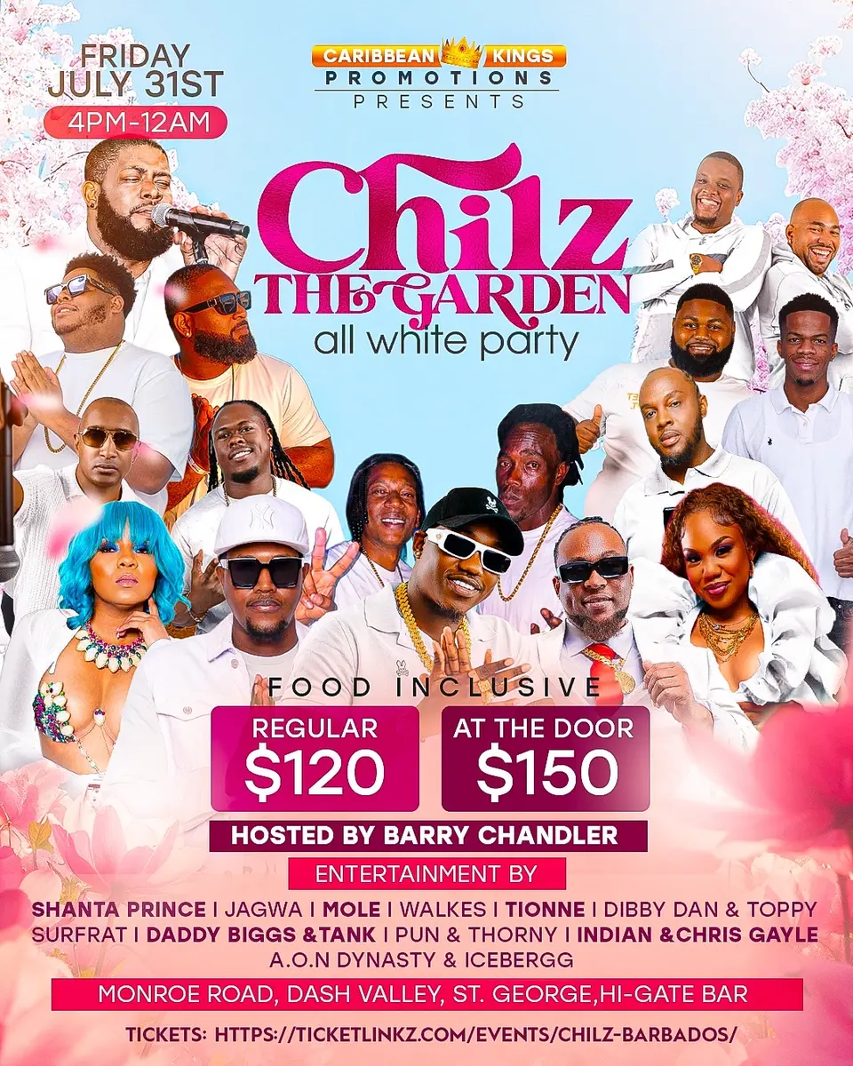 Chilz - The Garden All White Party flyer or graphic.