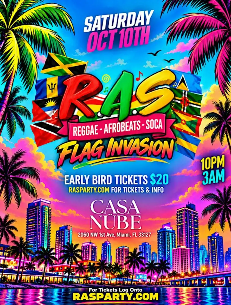 R.A.S Flag Invasion flyer or graphic.