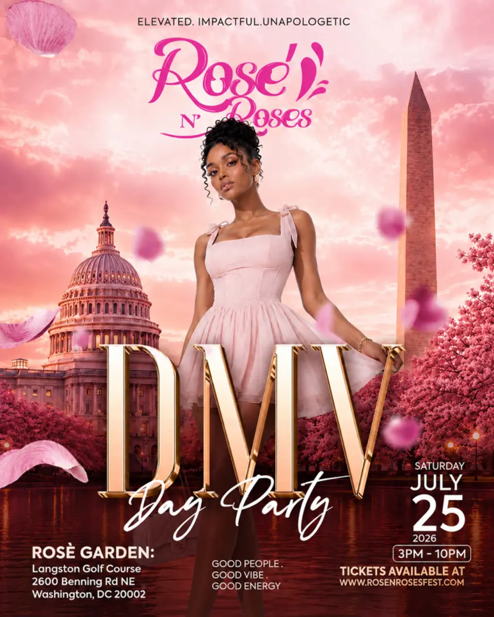 Rosé N’ Roses DMV flyer or graphic.