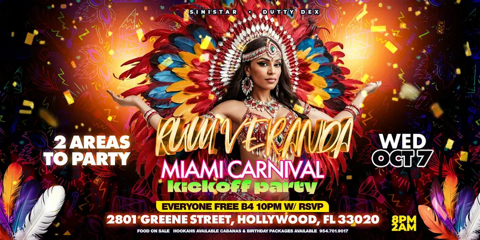Rum Veranda - Miami Carnival Kick Off flyer or graphic.