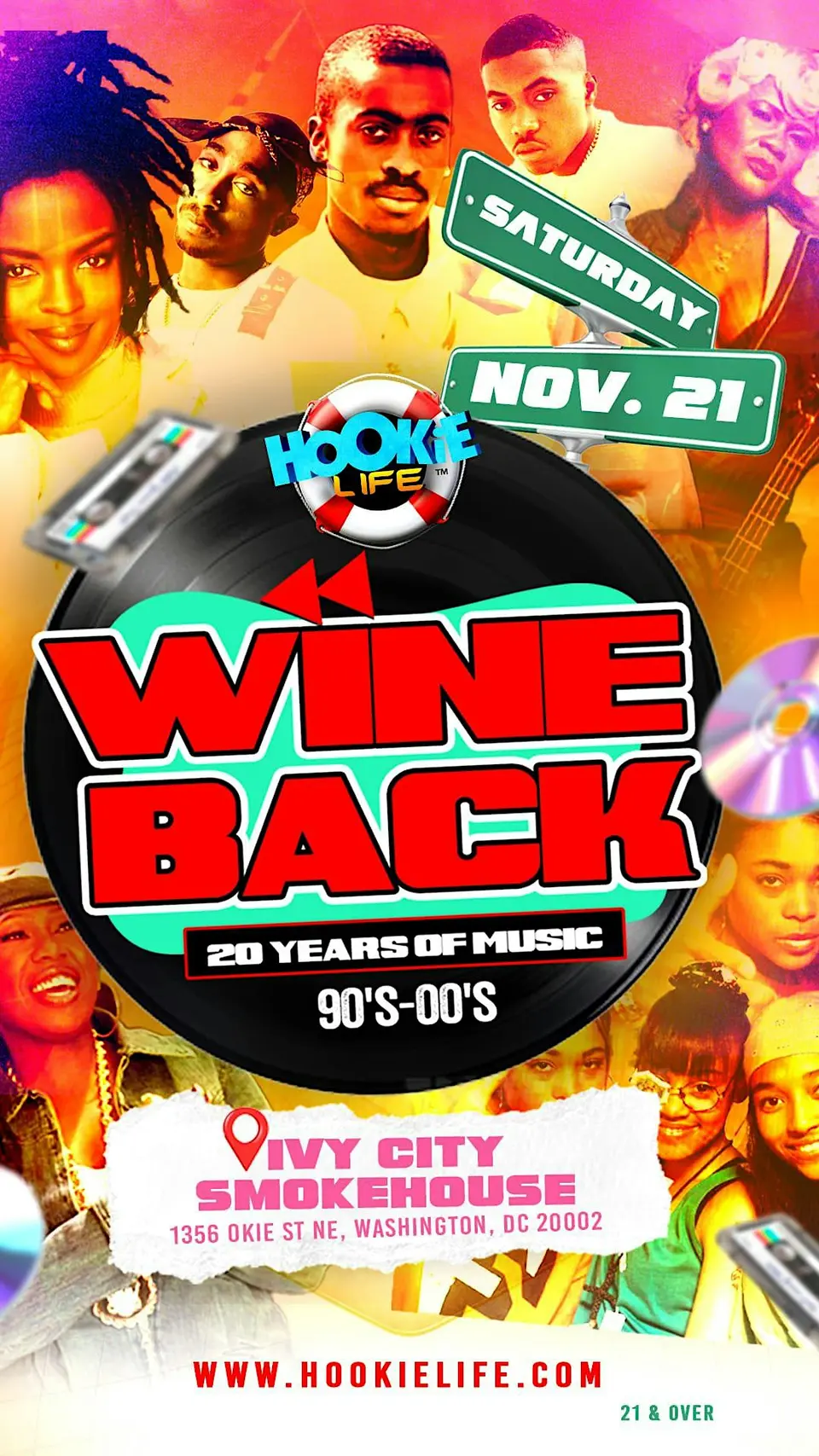 Wine Back! 90s & 2000s Retro Party 2026 (D.C.) flyer or graphic.