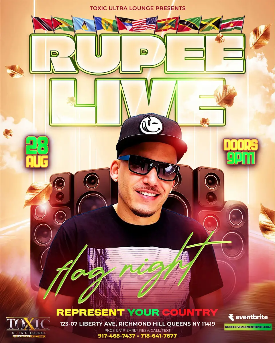 Flag night with Rupee flyer or graphic.