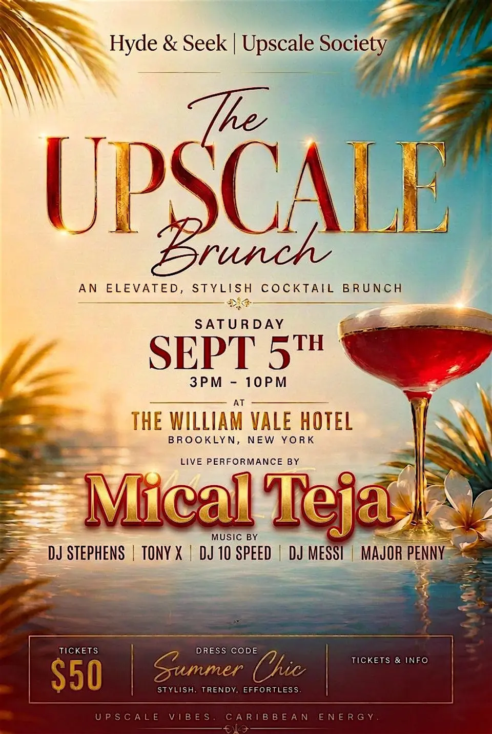 The Upscale Brunch with Mical Teja & Friends flyer or graphic.