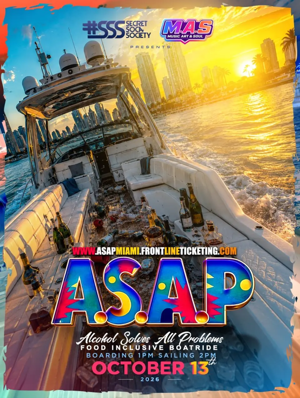 A.S.A.P. Miami - Food Inclusive BoatRide flyer or graphic.