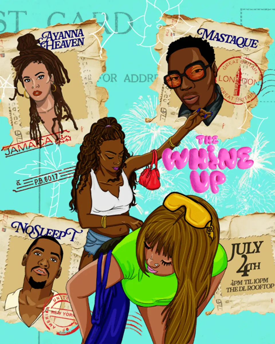The Whine Up: 4th of July flyer or graphic.