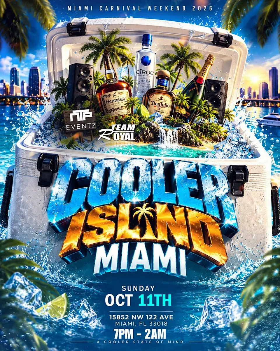 Cooler Island Miami flyer or graphic.