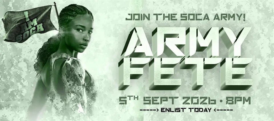Soca Army 2026 flyer or graphic.