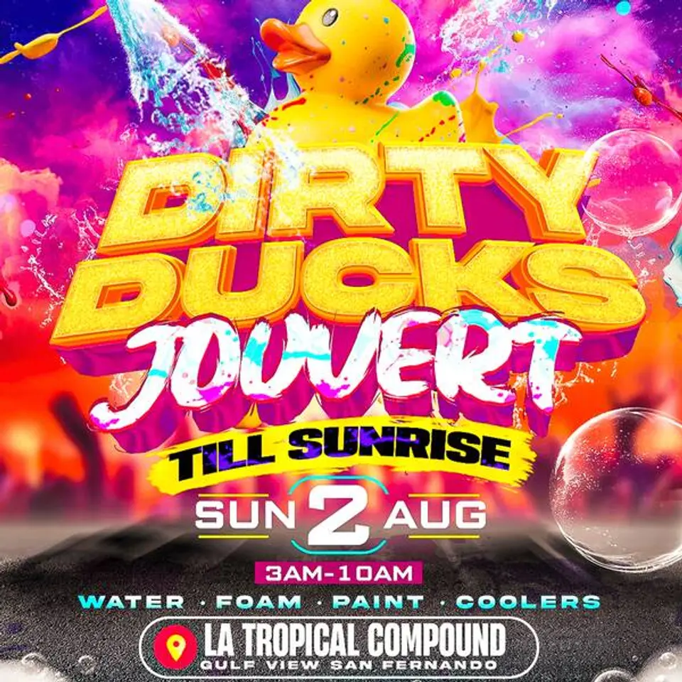 Dirty Ducks Jouvert Till Sunrise flyer or graphic.