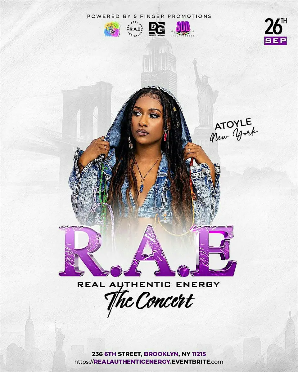 RAE - Real Authentic Energy - The Concert flyer or graphic.