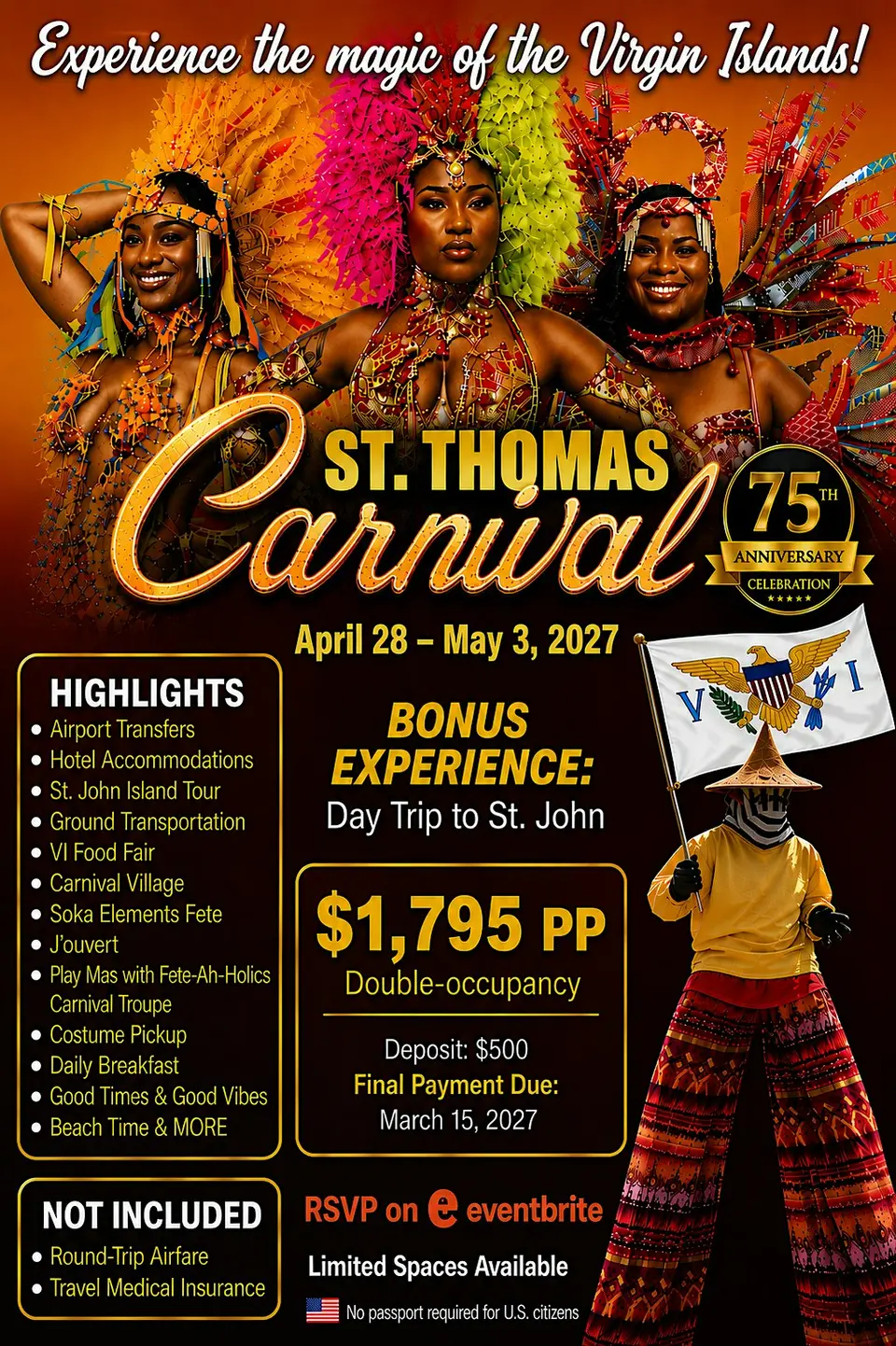 St. Thomas  CARNIVAL  flyer or graphic.