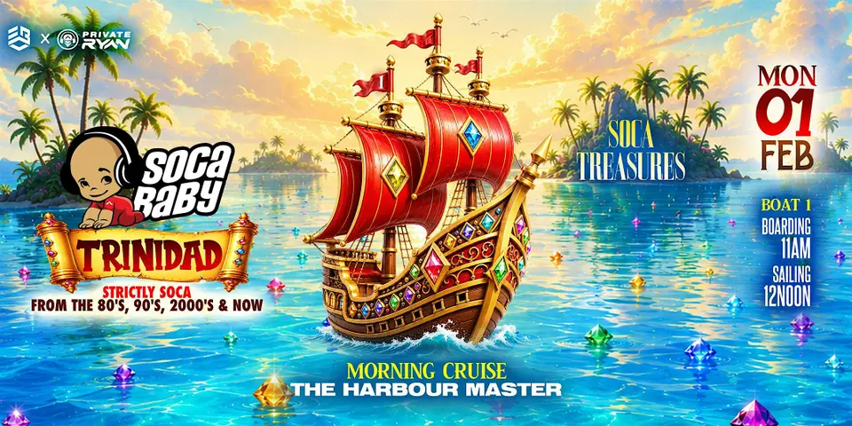 Soca Baby Boat 1 'The Soca Treasures' flyer or graphic.