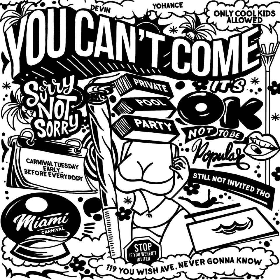 You can't come flyer or graphic.