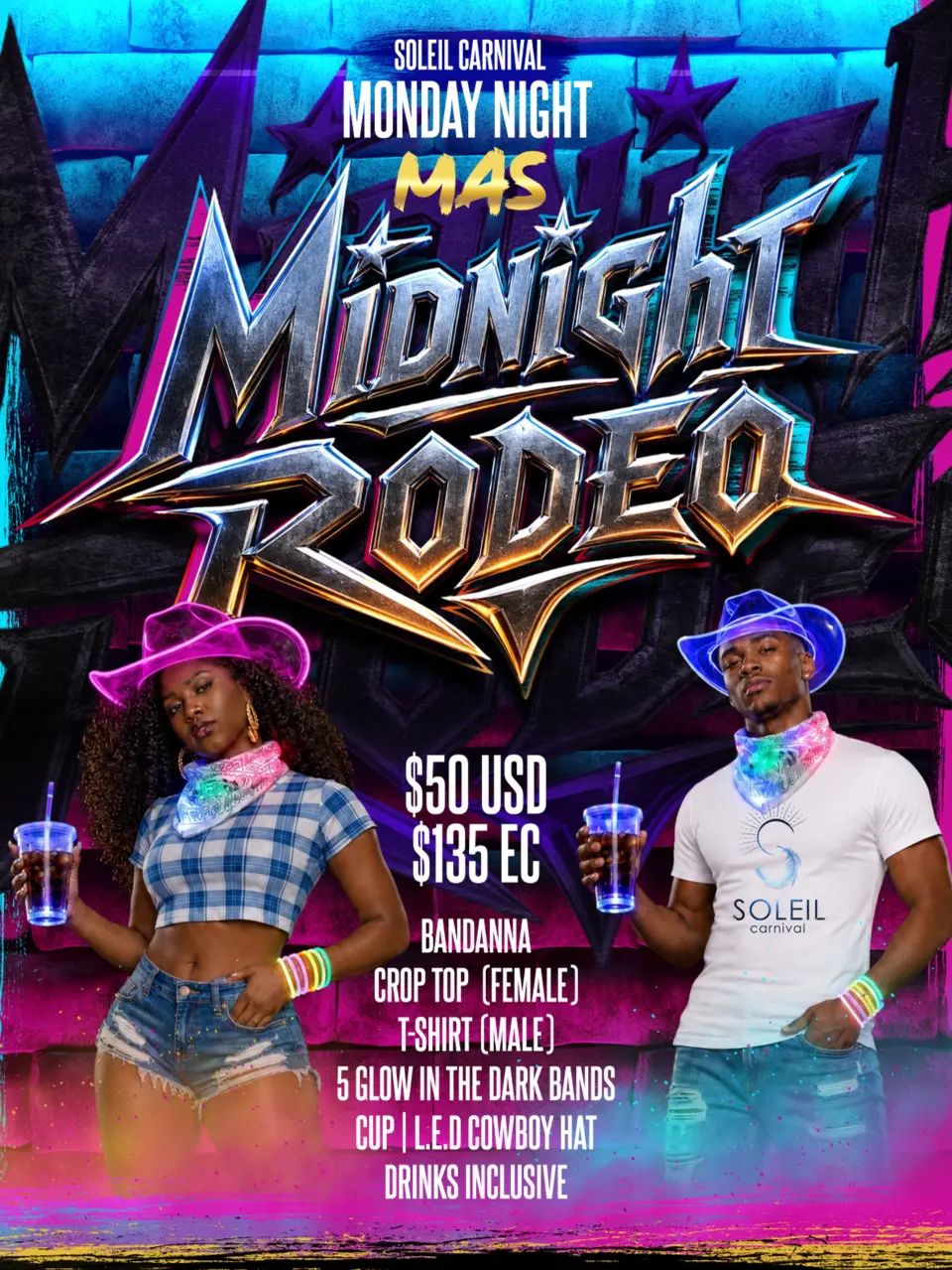 Midnight Rodeo flyer or graphic.
