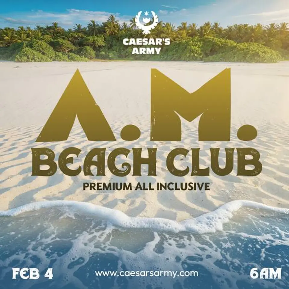 A.M. Beach Club flyer or graphic.