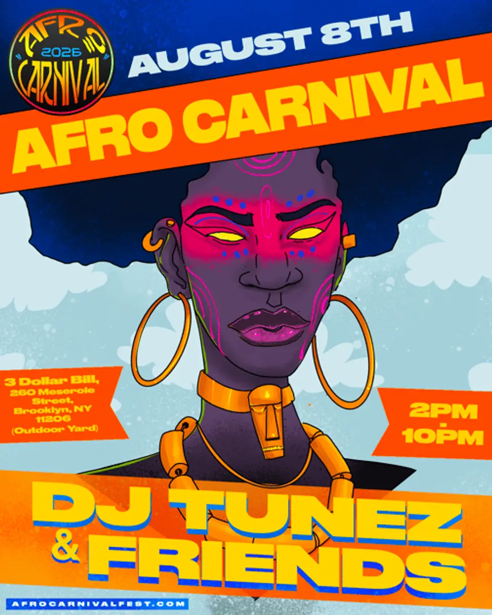 Afro Carnival Festival 2026 w/ DJ Tunez & Friends flyer or graphic.