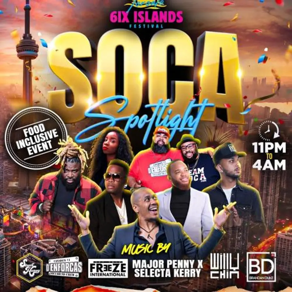 Soca Spotlight flyer or graphic.