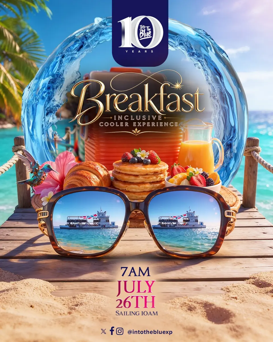 Into The Blue Breakfast Inclusive Cooler Cruise Experience flyer or graphic.