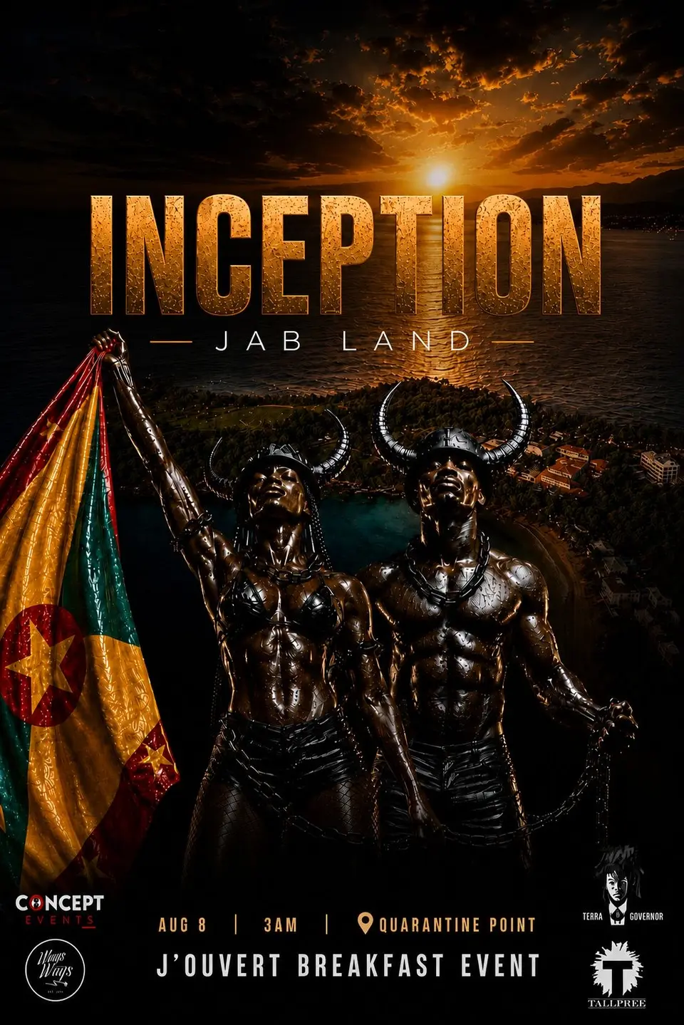 The Inception - Jab Land flyer or graphic.