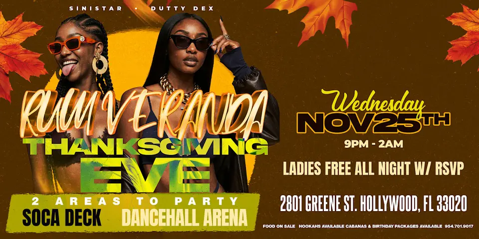 Rum Veranda - Thanksgiving Eve flyer or graphic.
