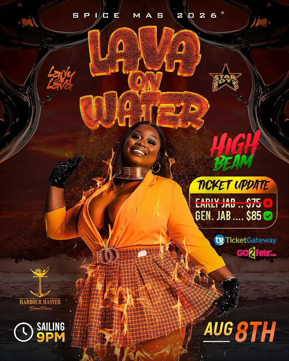 Lava On Water - Grenada - High Beam flyer or graphic.