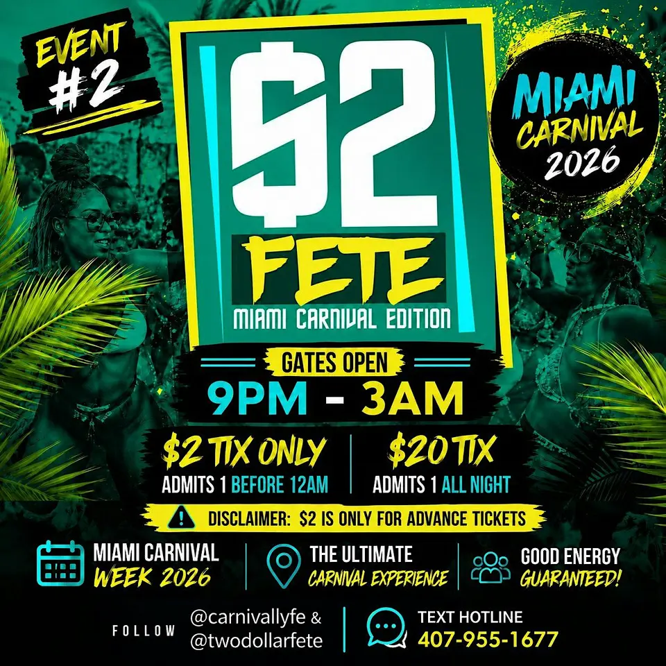 $2 Fete Miami flyer or graphic.