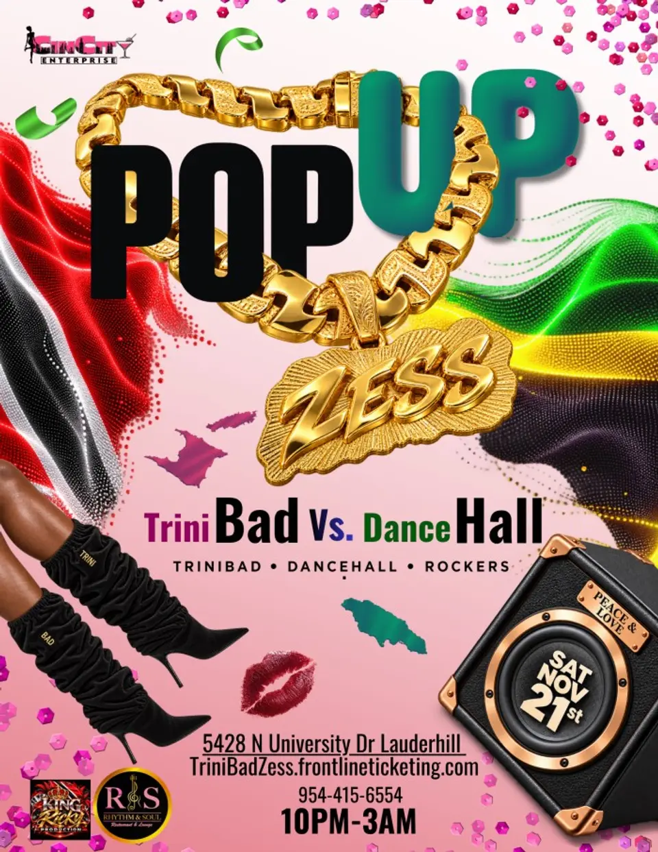 Popup Zess…. Trinibad vs Dancehall flyer or graphic.