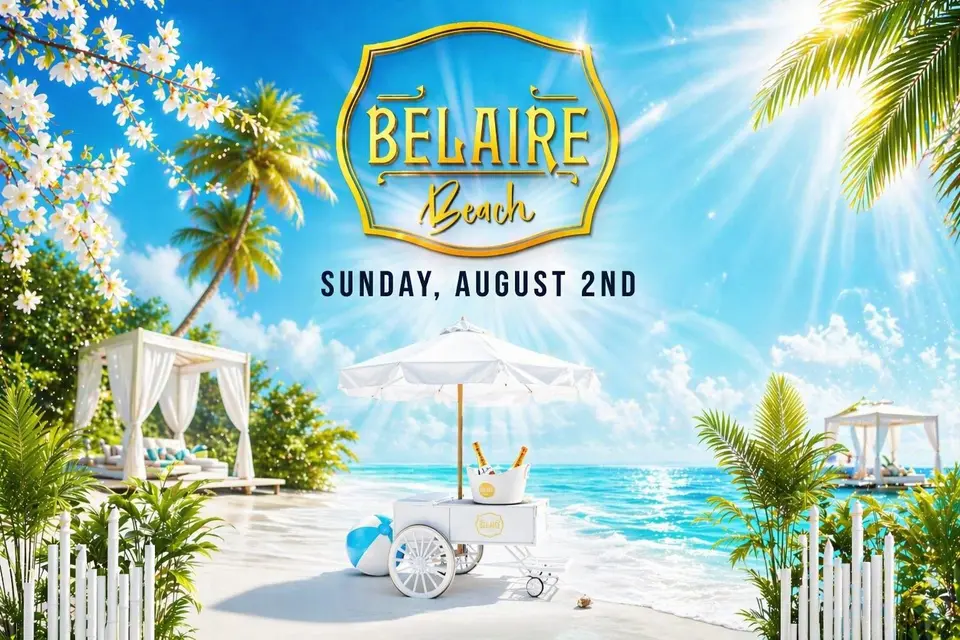 Belaire Beach flyer or graphic.
