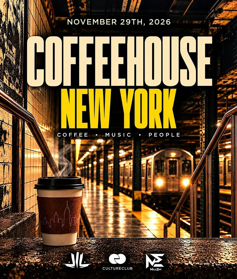 Coffeehouse New York flyer or graphic.
