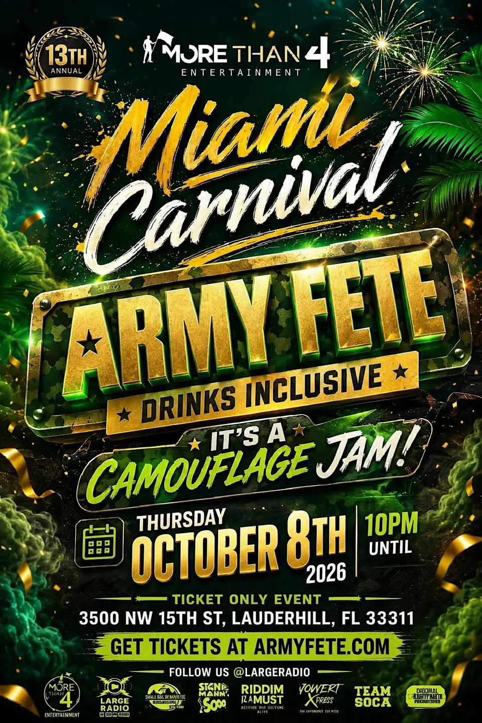 Army Fete Miami flyer or graphic.