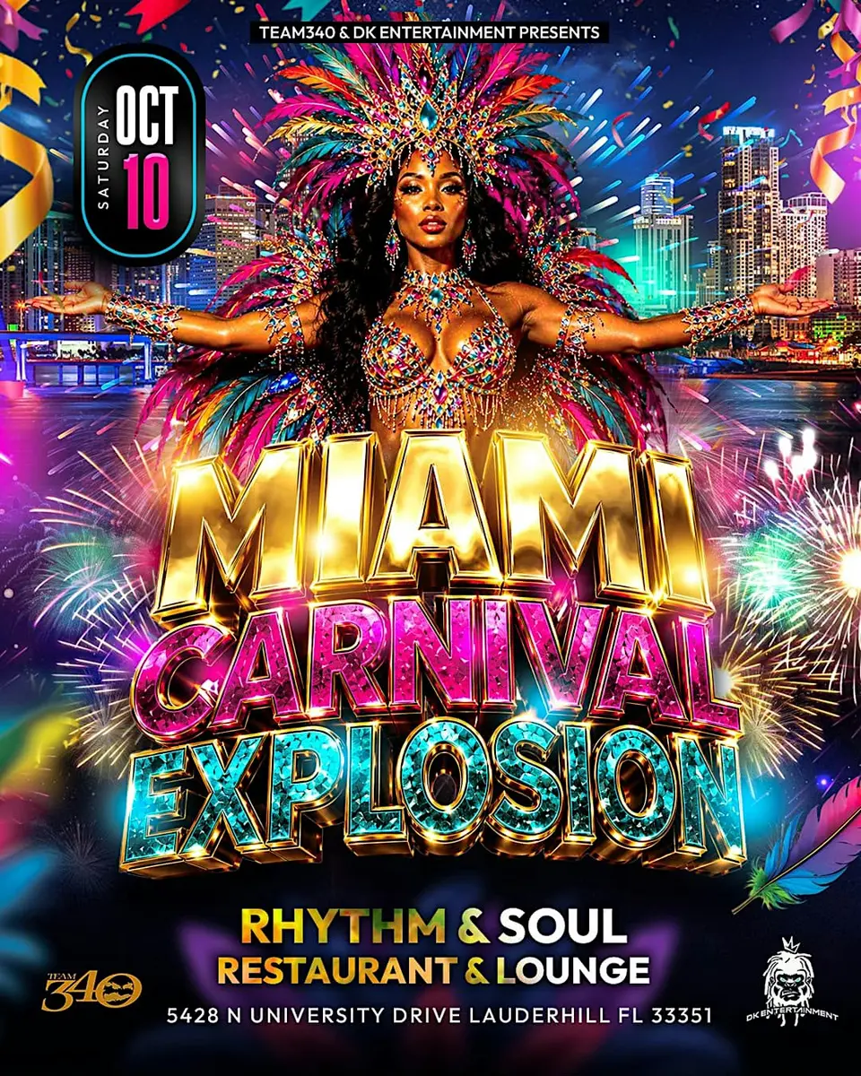 Miami Carnival Explosion! flyer or graphic.
