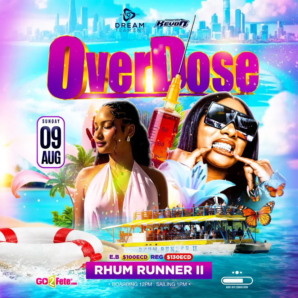 Overdose - Carnival Sunday Boatride flyer or graphic.