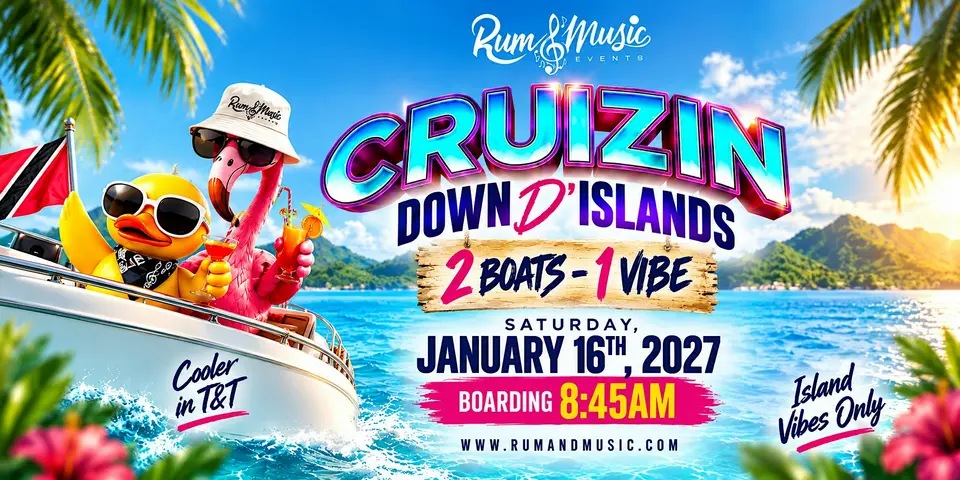 Rum and Music "CRUIZIN" Down D Islands 2027 flyer or graphic.