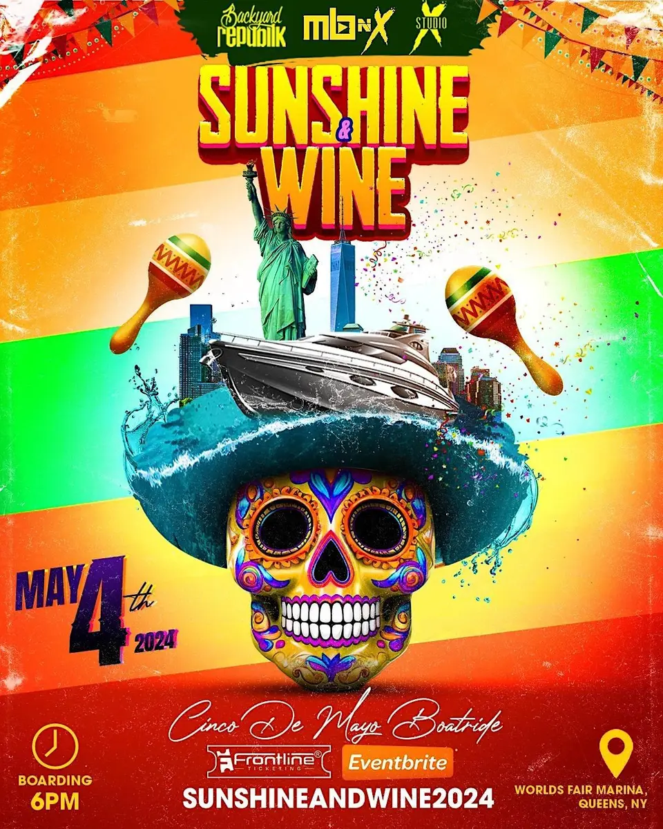 Sunshine & Wine Boatride flyer or graphic.