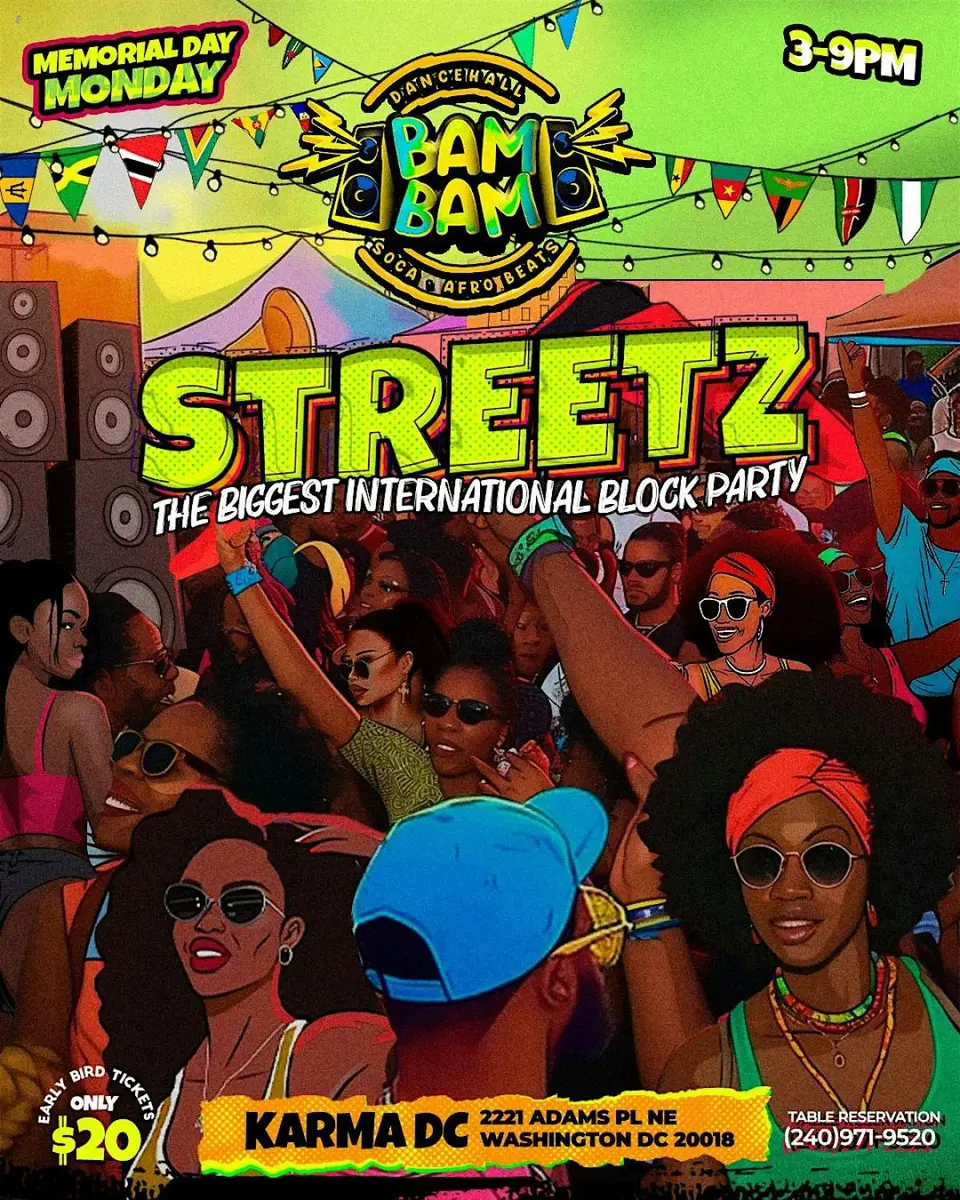 Bam Bam Block Party flyer or graphic.