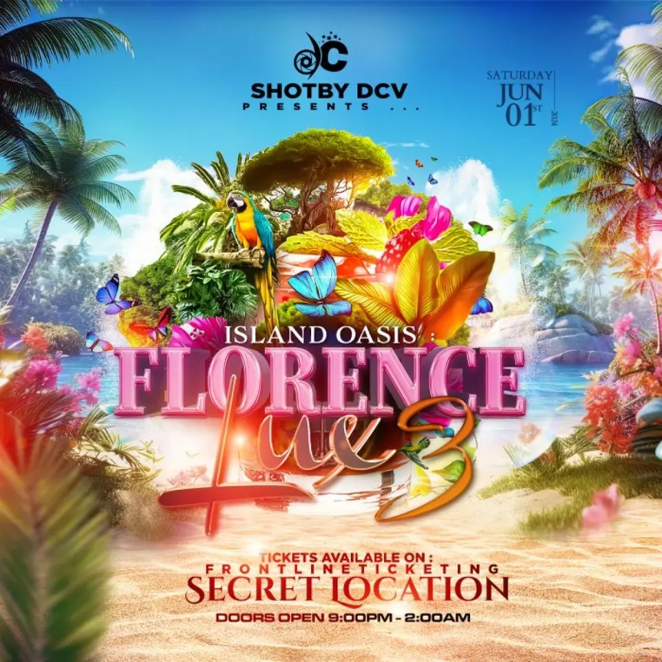 Florence Lux 3: Island Oasis flyer or graphic.