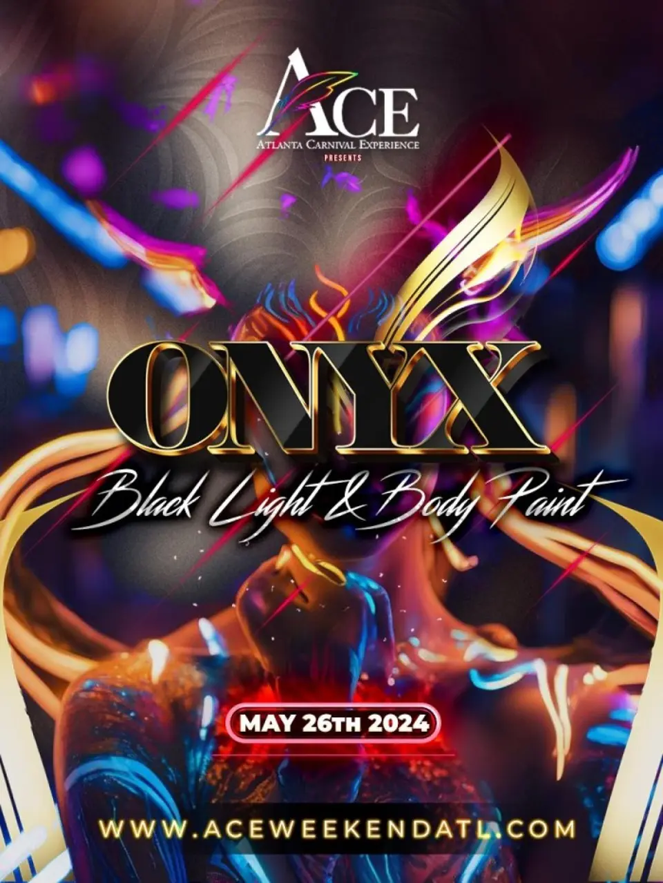 Onyx - Black Light and Body Paint flyer or graphic.