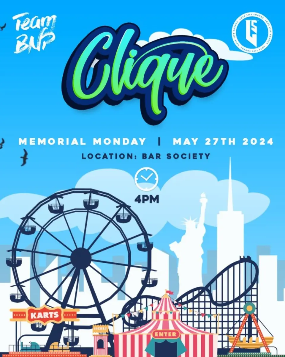 Clique flyer or graphic.