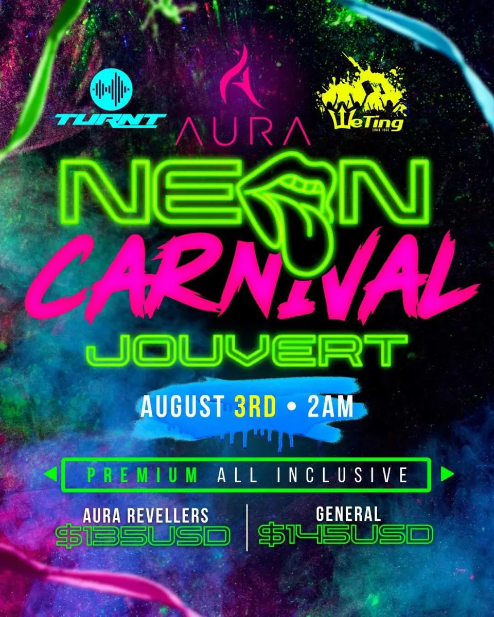 Neon Carnival Jouvert flyer or graphic.