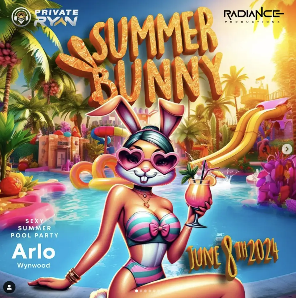 Summer Bunny flyer or graphic.