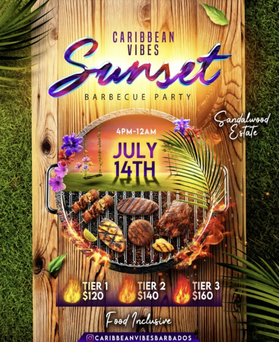 Sunset Barbecue Party flyer or graphic.