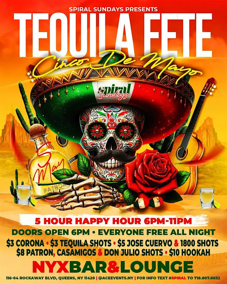 Tequila Fete - Cinco De Mayo flyer or graphic.
