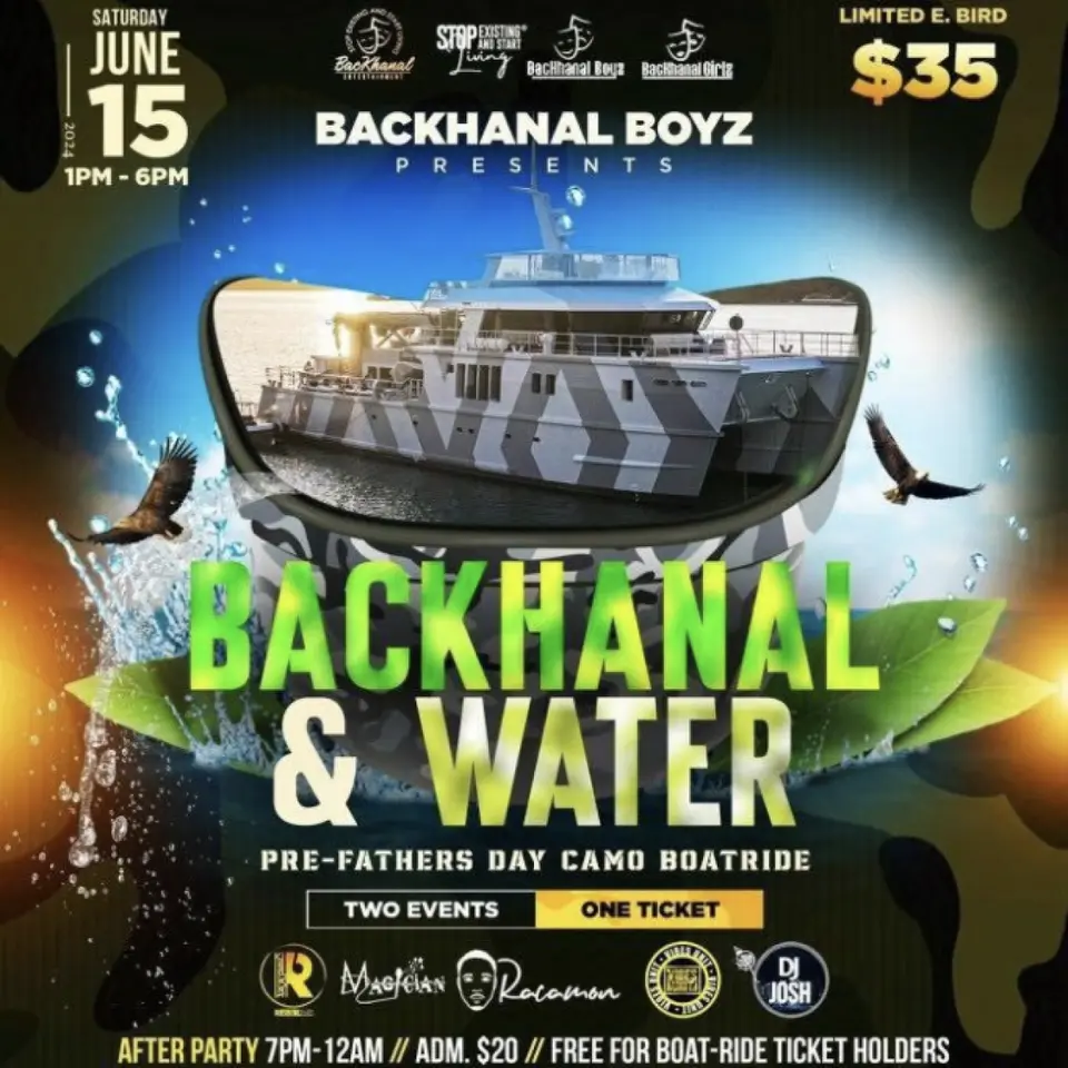Backhanal & Water Boatride flyer or graphic.