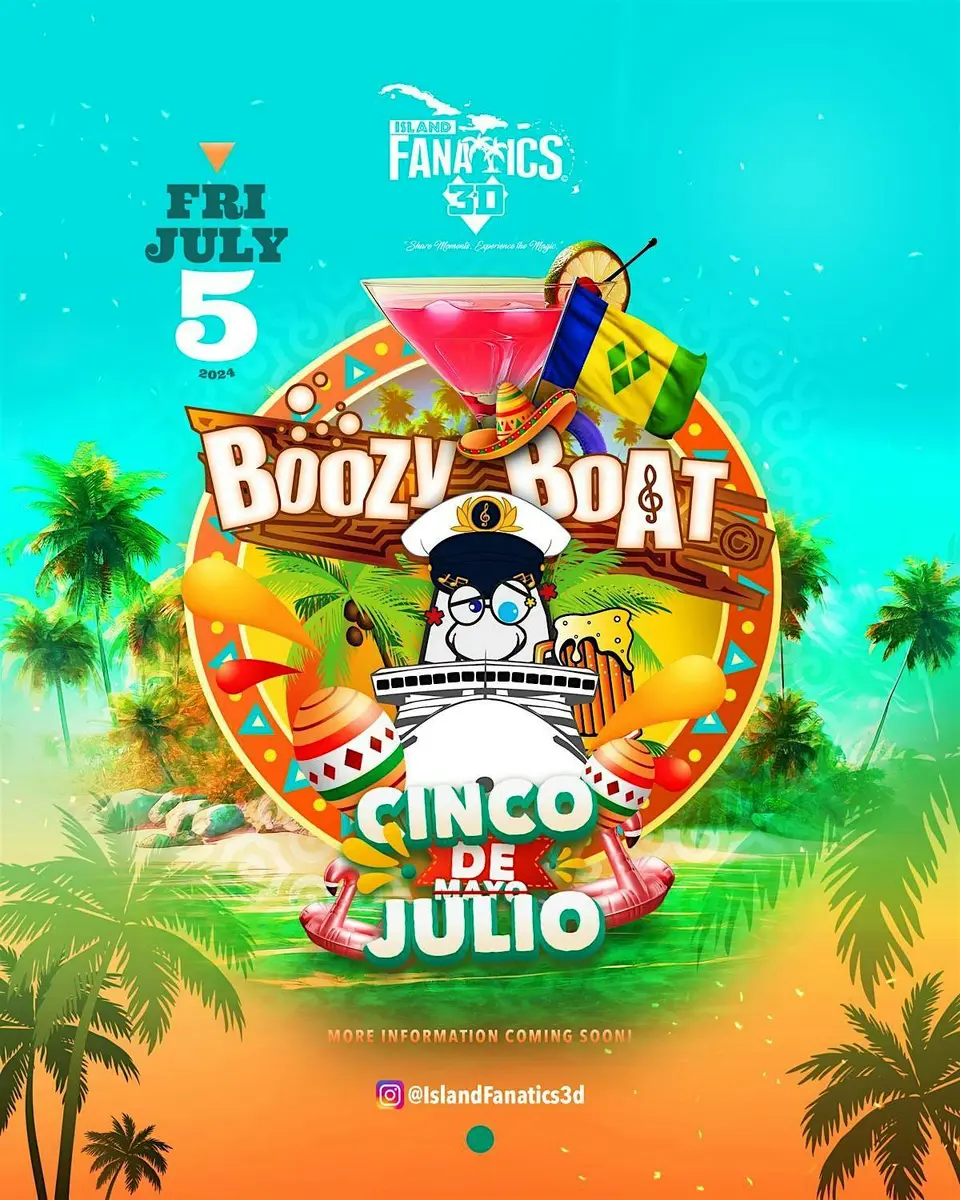 Boozy Boat All-Inclusive Party Cruise flyer or graphic.