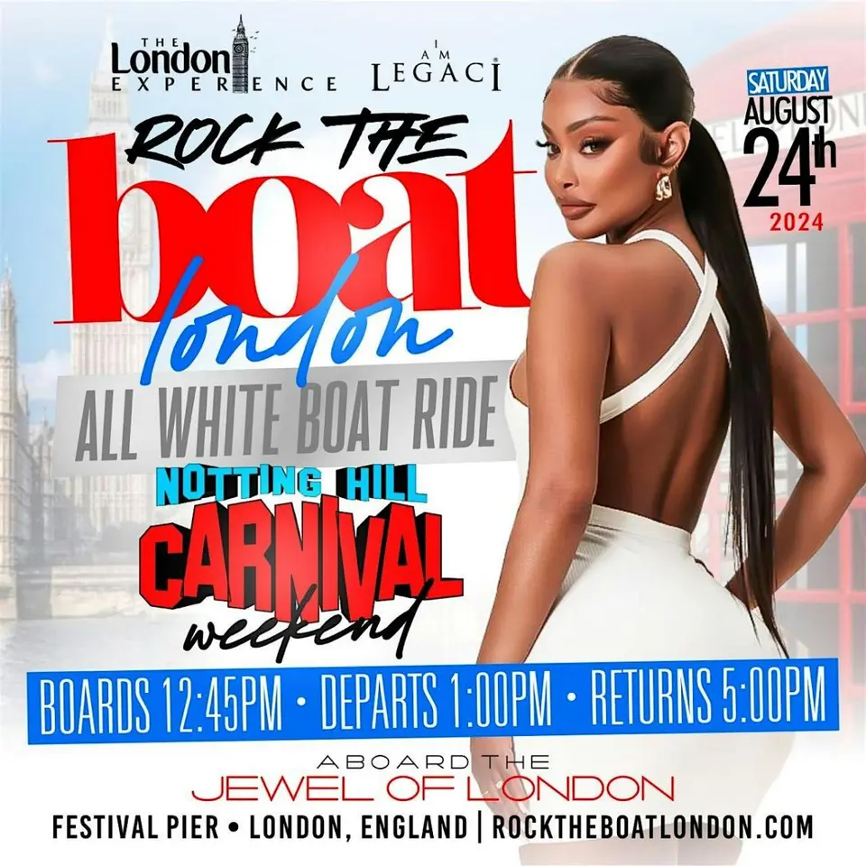Rock The Boat: All White Boat Ride Party flyer or graphic.