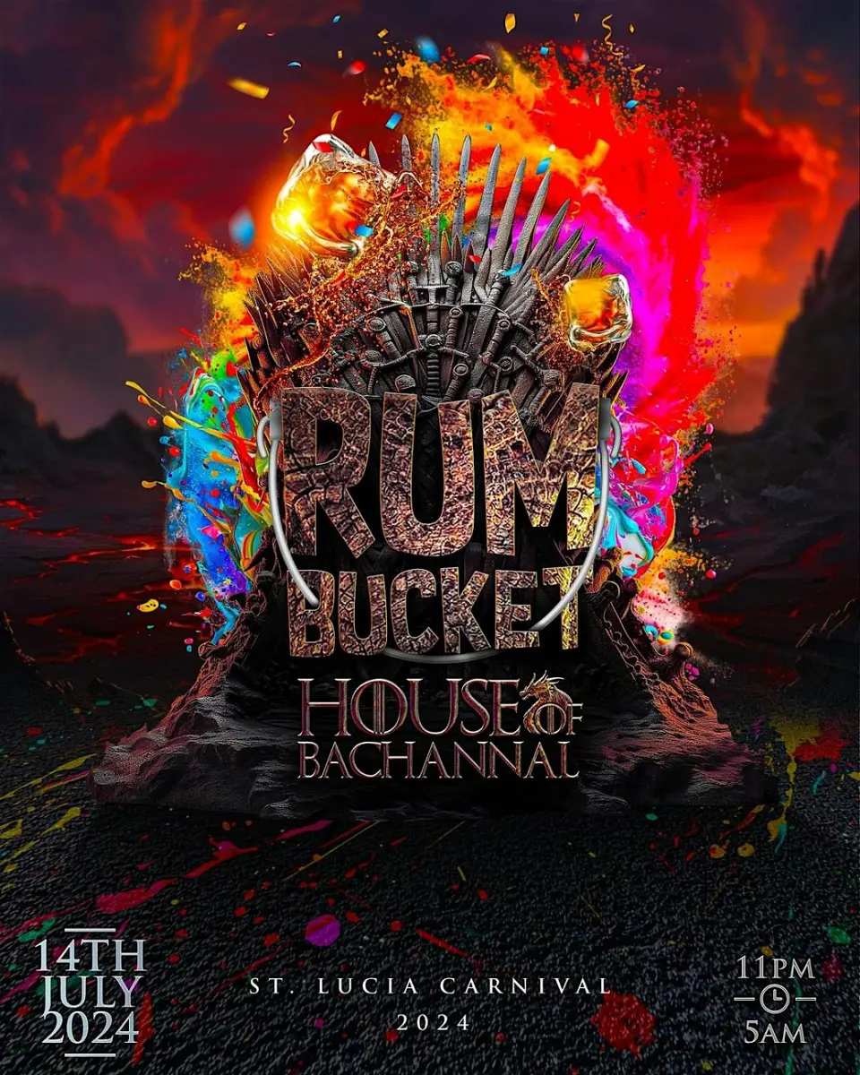 Rum Bucket: House of Bacchanal flyer or graphic.